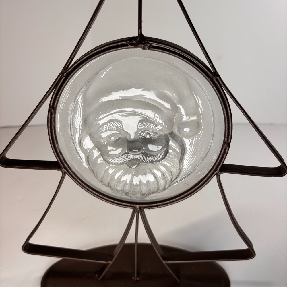 Nordic Scandinavia Holiday Decor Metal Christmas Tree Candle Holder Glass Santa - Picture 6 of 8